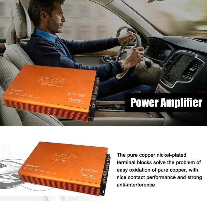 FM Transmitters & Players | 4-Channel Car Audio Amplifier 7800W Class-D Stereo Power Amplifier 4-Way High Power Amp Orange Car Audio FM Transmitters & Players