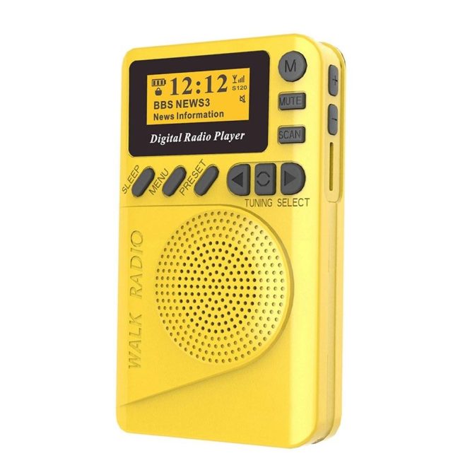 FM Transmitters & Players | Pocket DAB Digital Radio Mini DAB+ Digital Radio With MP3 Player FM Radio LCD Display Yellow Car Audio FM Transmitters & Players