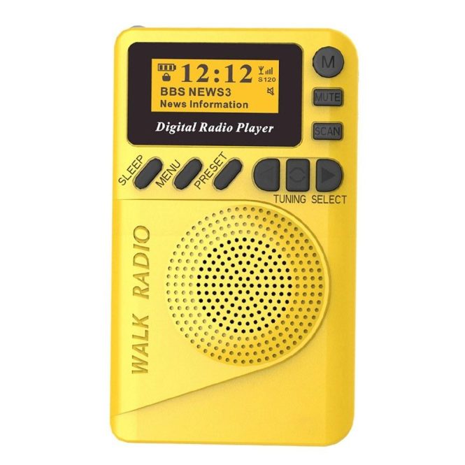 FM Transmitters & Players | Pocket DAB Digital Radio Mini DAB+ Digital Radio With MP3 Player FM Radio LCD Display Yellow Car Audio FM Transmitters & Players