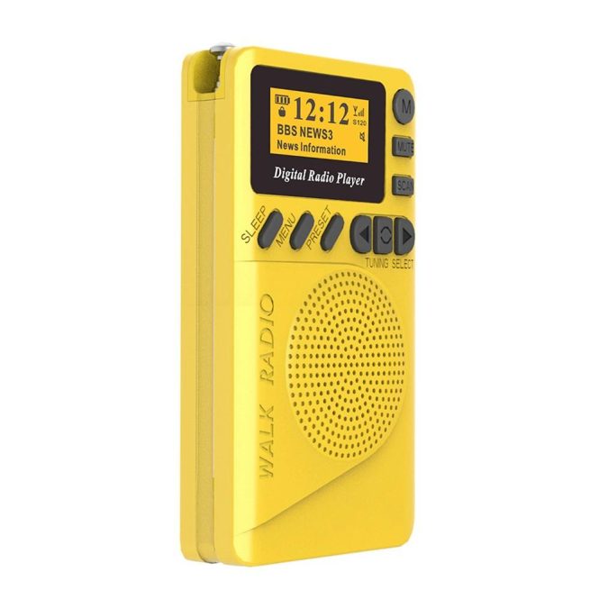 FM Transmitters & Players | Pocket DAB Digital Radio Mini DAB+ Digital Radio With MP3 Player FM Radio LCD Display Yellow Car Audio FM Transmitters & Players