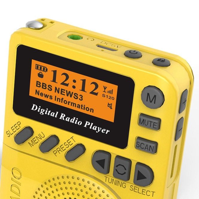 FM Transmitters & Players | Pocket DAB Digital Radio Mini DAB+ Digital Radio With MP3 Player FM Radio LCD Display Yellow Car Audio FM Transmitters & Players