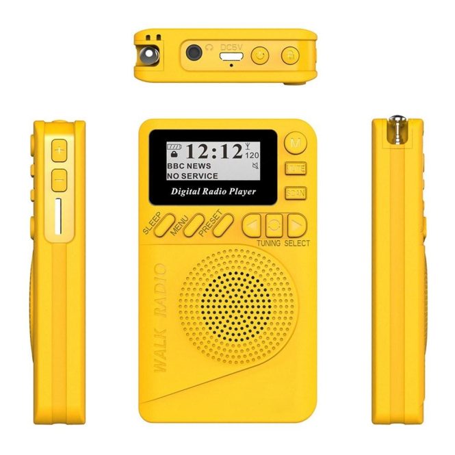 FM Transmitters & Players | Pocket DAB Digital Radio Mini DAB+ Digital Radio With MP3 Player FM Radio LCD Display Yellow Car Audio FM Transmitters & Players