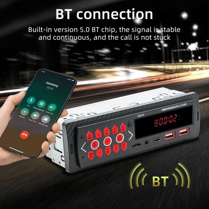 FM Transmitters & Players | Single Din Car Stereo Multifunctional BT MP3 Player FM Radio Receiver Black Car Audio Black