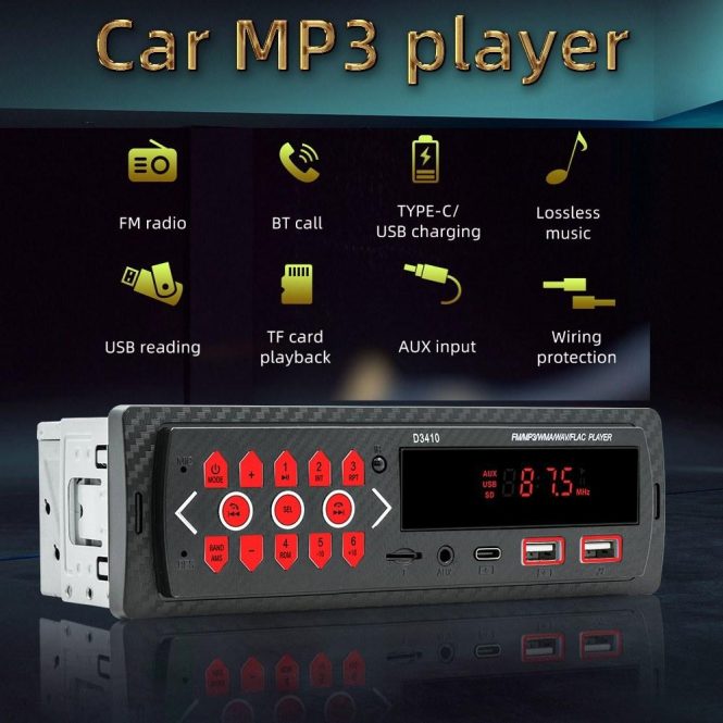 FM Transmitters & Players | Single Din Car Stereo Multifunctional BT MP3 Player FM Radio Receiver Black Car Audio Black