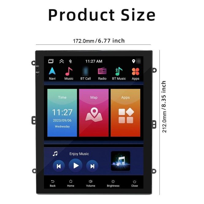 GPS Navigation | 9.7in Wireless BT Carplay Vertical Screen Car Navigation(RAM 1G and ROM 32G) Black Car GPS & Accessories Black