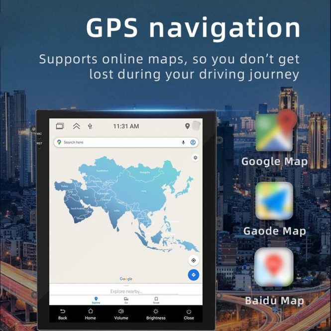 GPS Navigation | 9.7in Wireless BT Carplay Vertical Screen Car Navigation(RAM 1G and ROM 32G) Black Car GPS & Accessories Black