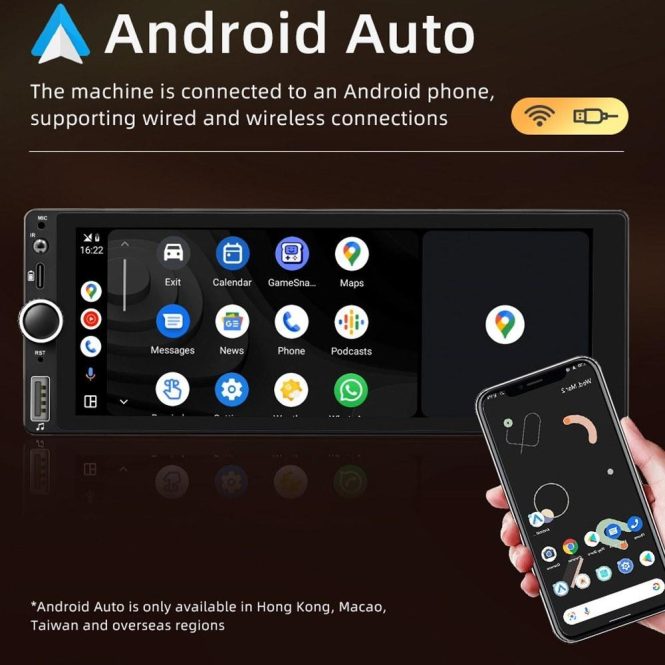 GPS Navigation | Android 13 Car Stereo Single-Din GPS Navigation with 6.86 Inch Touchscreen Carplay Android Auto Black Car GPS & Accessories Black