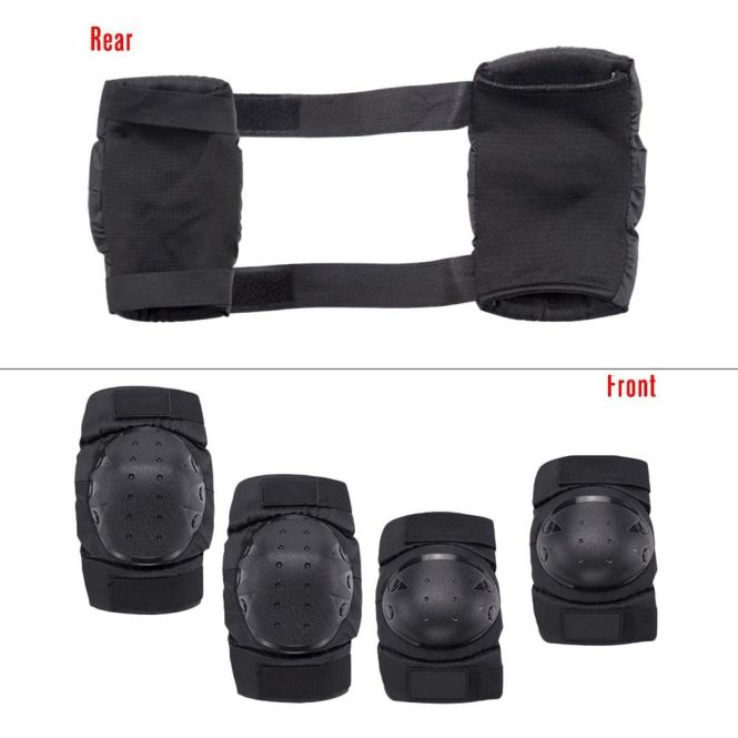 Motorcycle Apparel | 1 Pair Cycling Knee Brace and Elbow Guards Bicycle MTB Bike Motorcycle Riding Knee Support Protective Pads Guards Outdoor Sports Cycling Knee Protector Gear Black Motorcycle Accessories Black