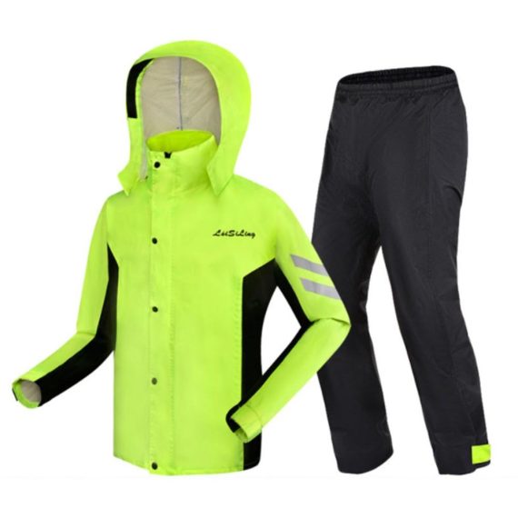 Motorcycle Apparel | Cycling Raincoat and Pants Set Lightweight Reflective Motorcycle Windbreaker Jackets Pants with Mask Caps Pocket 2xl Reflective Green Motorcycle Accessories Motorcycle Apparel