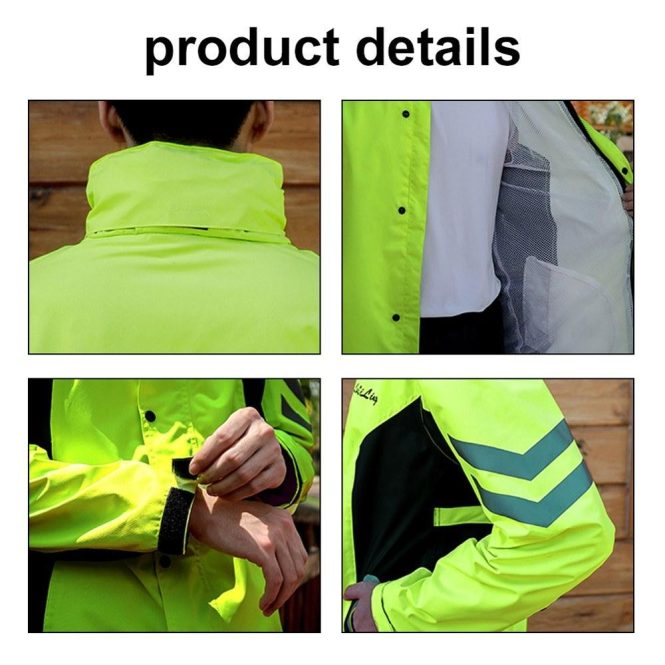 Motorcycle Apparel | Cycling Raincoat and Pants Set Lightweight Reflective Motorcycle Windbreaker Jackets Pants with Mask Caps Pocket 3xl Reflective Green Motorcycle Accessories Motorcycle Apparel