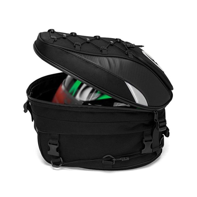 Motorcycle Apparel | Dual Use Waterproof Helmet Bag Motorcycle Tail Bag 30L-40L Tool Box Rear Seat Black Motorcycle Accessories Black