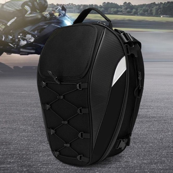 Motorcycle Apparel | Dual Use Waterproof Helmet Bag Motorcycle Tail Bag 30L-40L Tool Box Rear Seat Black Motorcycle Accessories Black