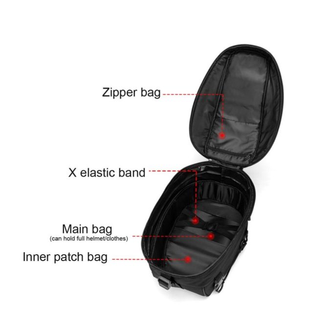 Motorcycle Apparel | Dual Use Waterproof Helmet Bag Motorcycle Tail Bag 30L-40L Tool Box Rear Seat Black Motorcycle Accessories Black