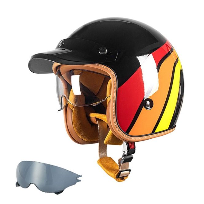 Motorcycle Apparel | Motorcycle Half Helmet Open Face Motorcycle Helmet l Bright Black Motorcycle Accessories Bright Black