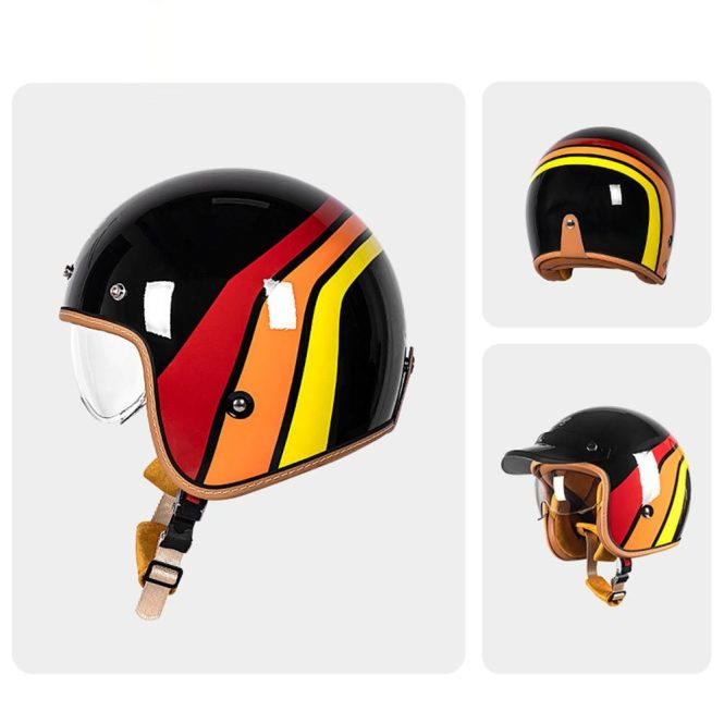 Motorcycle Apparel | Motorcycle Half Helmet Open Face Motorcycle Helmet l Bright Black Motorcycle Accessories Bright Black