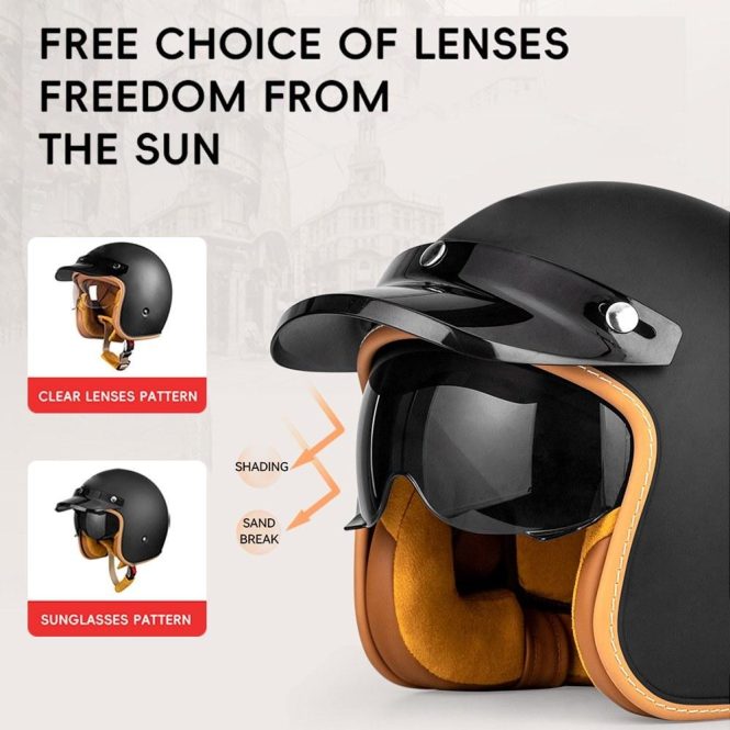 Motorcycle Apparel | Motorcycle Half Helmet Open Face Motorcycle Helmet l Bright Black Motorcycle Accessories Bright Black