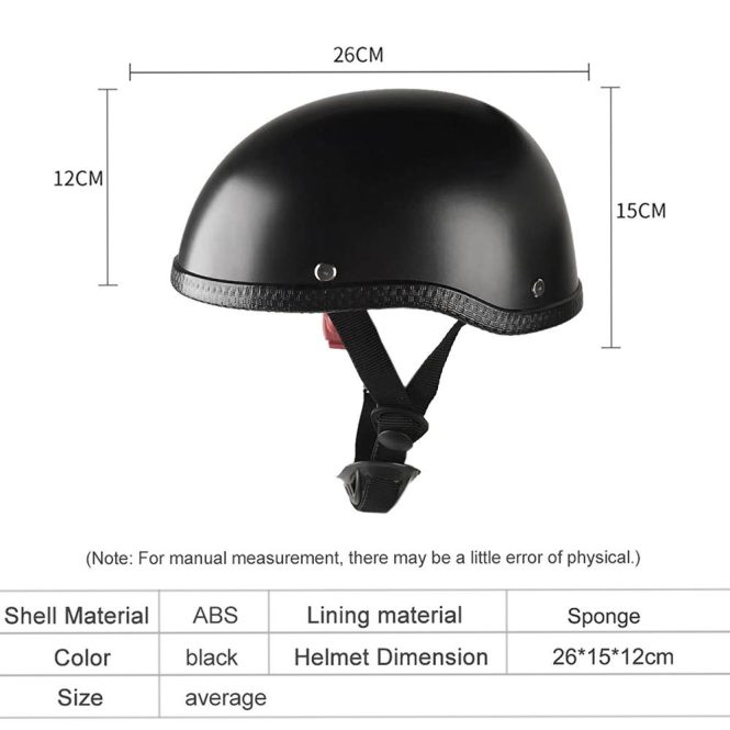 Motorcycle Apparel | Retro Style Motorcycle Half Helmet ABS+Cotton Plastic Cap- Dumb Black for Motorcyclist Biker Ridder(One Size) Black1 Motorcycle Accessories Black1