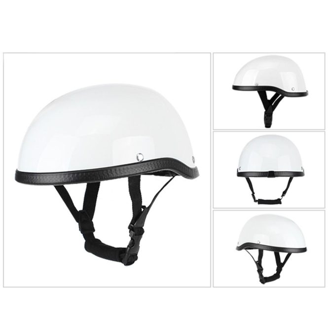 Motorcycle Apparel | Retro Style Motorcycle Half Helmet ABS+Cotton Plastic Cap- Dumb Black for Motorcyclist Biker Ridder(One Size) White Motorcycle Accessories Motorcycle Apparel