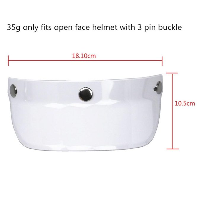 Motorcycle Apparel | Universal 3 Snap-Button Visor Flip Up Wind Shield  for Open Face Motorcycle Helmet White Motorcycle Accessories Motorcycle Apparel