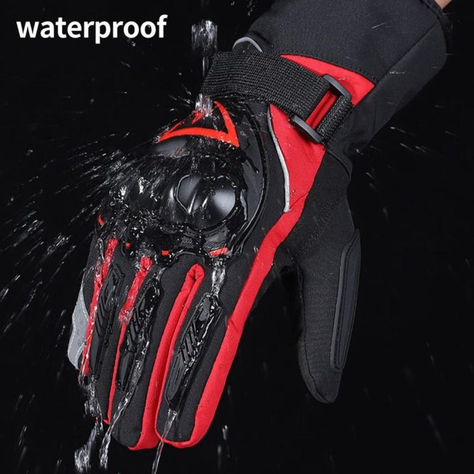 Motorcycle Apparel | Winter Motorcycle Gloves Waterproof Cold Weather Motorcycle Gloves Warm Riding Gloves with Reflective Stripe 2xl Red Motorcycle Accessories Motorcycle Apparel