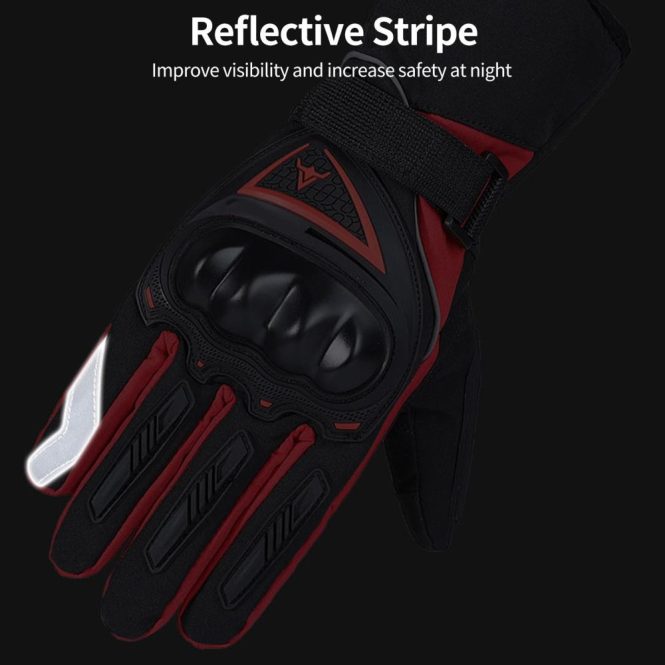 Motorcycle Apparel | Winter Motorcycle Gloves Waterproof Cold Weather Motorcycle Gloves Warm Riding Gloves with Reflective Stripe 2xl Red Motorcycle Accessories Motorcycle Apparel