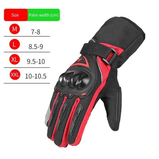 Motorcycle Apparel | Winter Motorcycle Gloves Waterproof Cold Weather Motorcycle Gloves Warm Riding Gloves with Reflective Stripe 2xl Red Motorcycle Accessories Motorcycle Apparel