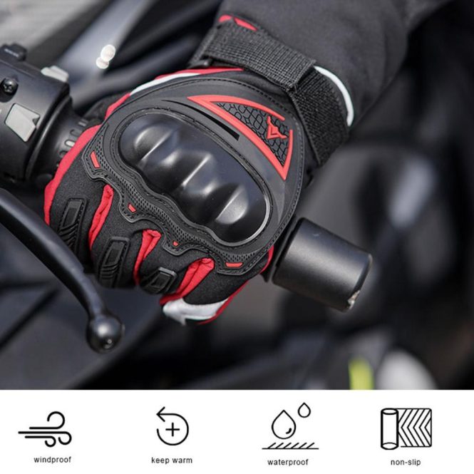 Motorcycle Apparel | Winter Motorcycle Gloves Waterproof Cold Weather Motorcycle Gloves Warm Riding Gloves with Reflective Stripe 2xl Red Motorcycle Accessories Motorcycle Apparel