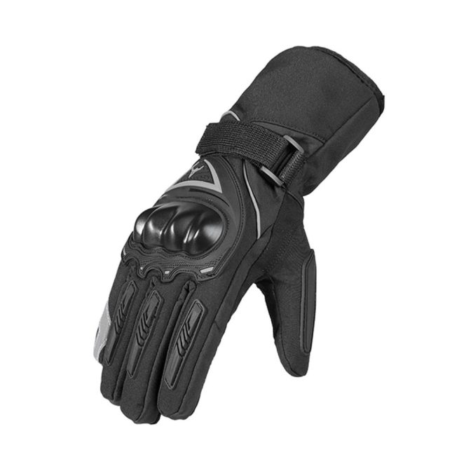 Motorcycle Apparel | Winter Motorcycle Gloves Waterproof Cold Weather Motorcycle Gloves Warm Riding Gloves with Reflective Stripe l Black Motorcycle Accessories Black