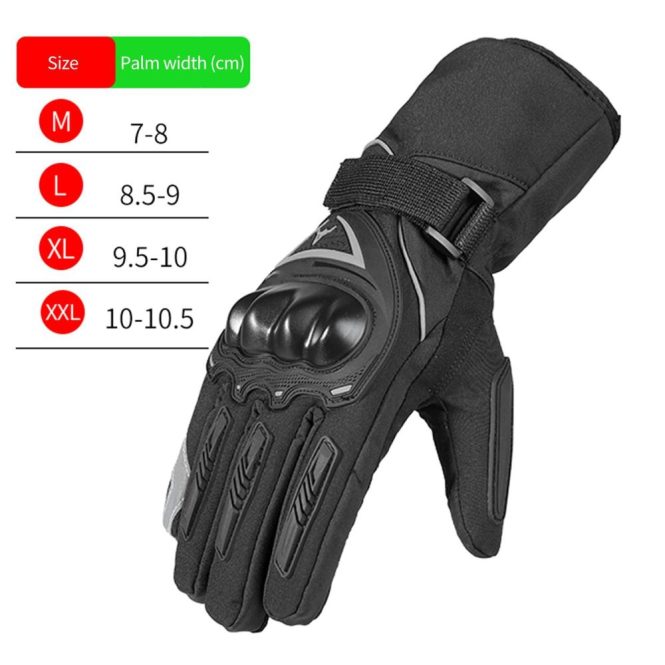 Motorcycle Apparel | Winter Motorcycle Gloves Waterproof Cold Weather Motorcycle Gloves Warm Riding Gloves with Reflective Stripe l Black Motorcycle Accessories Black