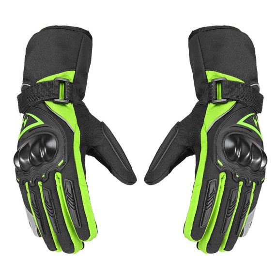 Motorcycle Apparel | Winter Motorcycle Gloves Waterproof Cold Weather Motorcycle Gloves Warm Riding Gloves with Reflective Stripe l Green Motorcycle Accessories Green