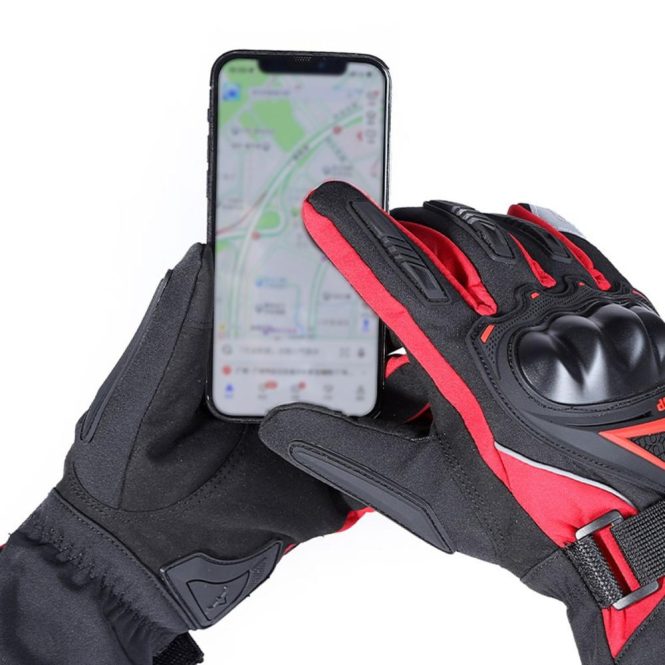 Motorcycle Apparel | Winter Motorcycle Gloves Waterproof Cold Weather Motorcycle Gloves Warm Riding Gloves with Reflective Stripe l Red Motorcycle Accessories Motorcycle Apparel