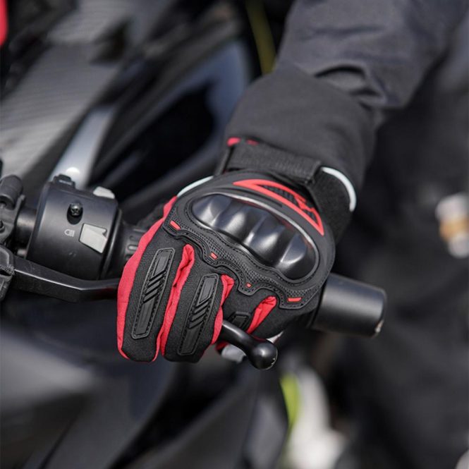 Motorcycle Apparel | Winter Motorcycle Gloves Waterproof Cold Weather Motorcycle Gloves Warm Riding Gloves with Reflective Stripe l Red Motorcycle Accessories Motorcycle Apparel