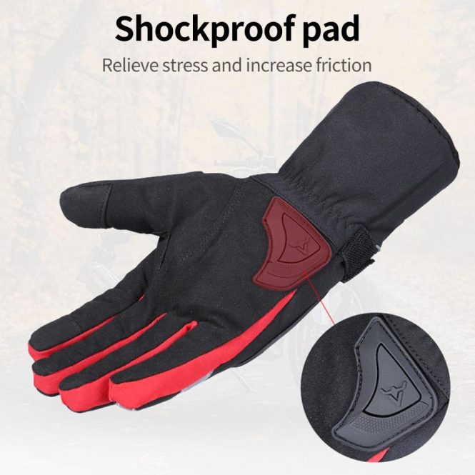 Motorcycle Apparel | Winter Motorcycle Gloves Waterproof Cold Weather Motorcycle Gloves Warm Riding Gloves with Reflective Stripe xl Red Motorcycle Accessories Motorcycle Apparel