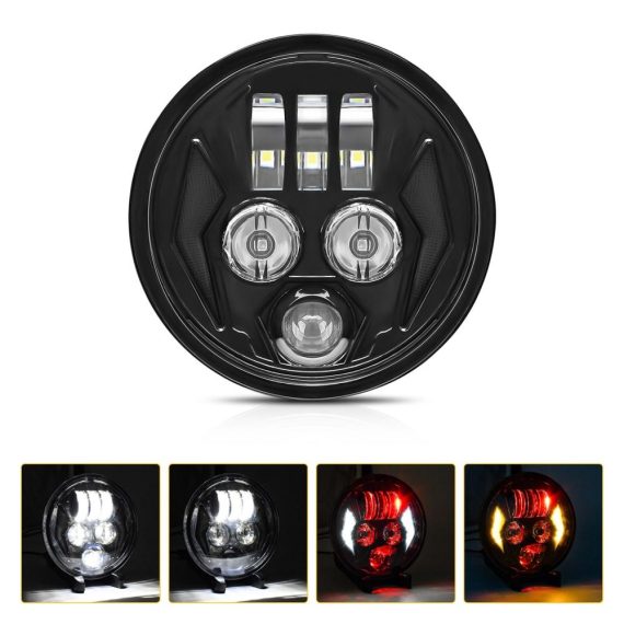 Motorcycle Led Lights | 1Pcs 5.75 inch Motorcycle LED Headlight Motorcycle Projector Headlamp Super Wide Angle Driving Light Black Motorcycle Accessories Black