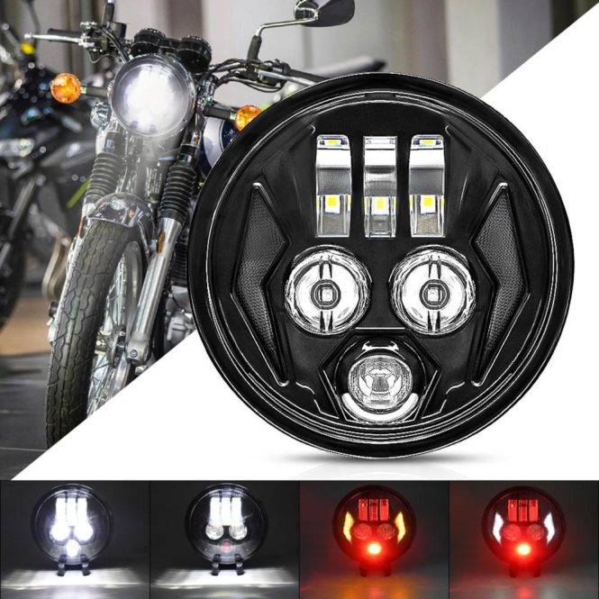 Motorcycle Led Lights | 1Pcs 5.75 inch Motorcycle LED Headlight Motorcycle Projector Headlamp Super Wide Angle Driving Light Black Motorcycle Accessories Black