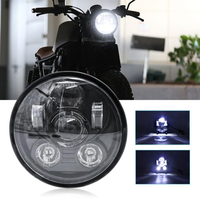 Motorcycle Led Lights | 5.75 inch Motorcycle LED Headlight with High Low Beam White Light Black Motorcycle Accessories Black