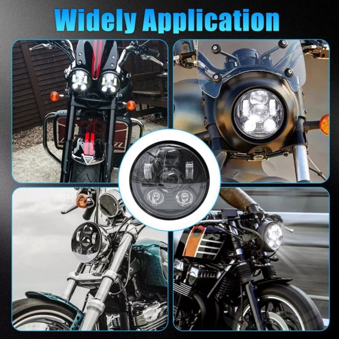 Motorcycle Led Lights | 5.75 inch Motorcycle LED Headlight with High Low Beam White Light Black Motorcycle Accessories Black