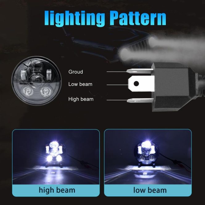 Motorcycle Led Lights | 5.75 inch Motorcycle LED Headlight with High Low Beam White Light Black Motorcycle Accessories Black