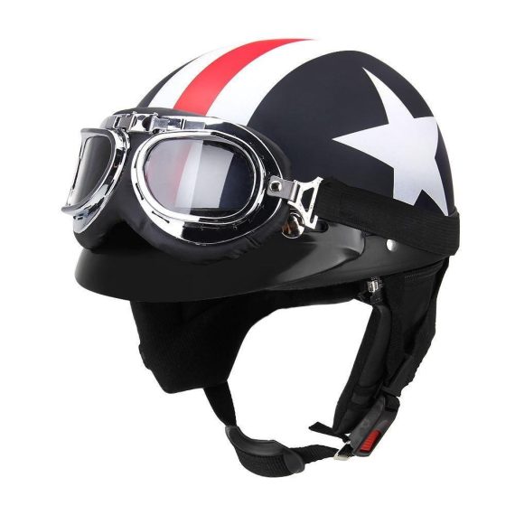 Motorcycle Protective Gear | Half Open Face Motorcycle Helmet with Goggles Visor Scarf Biker Scooter Touring Helmet Multicolor Motorcycle Accessories Motorcycle Protective Gear