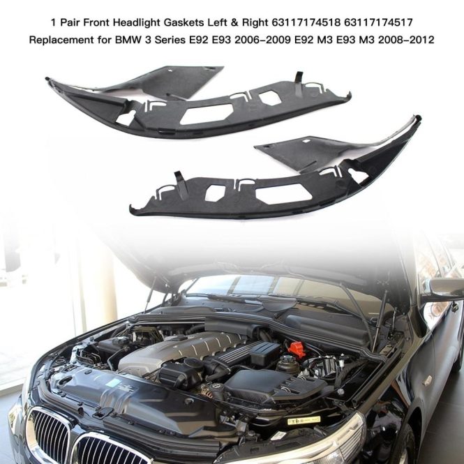 Other Accessories | 1 Pair Front Headlight Gaskets Left & Right 63117174518 63117174517 Replacement for BMW 3 Series E92 E93 2006-2009 E92 M3 E93 M3 2008-2012 Black Car Repair & Maintenance Black