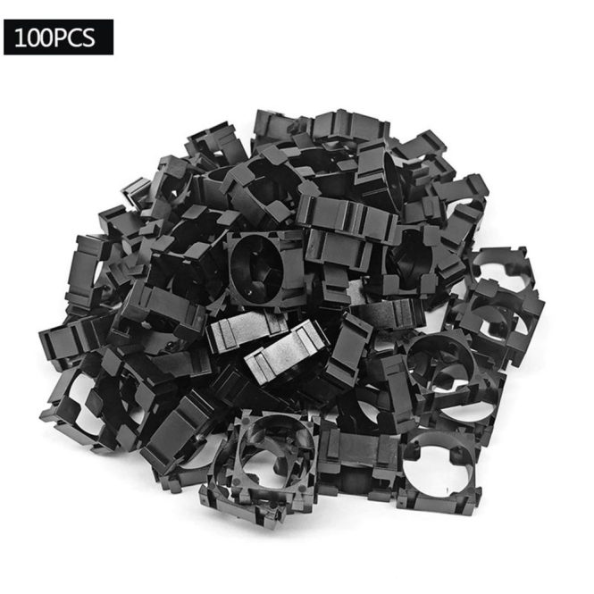 Other Accessories | 100Pcs 18650 Lithium Battery Pack Bracket Cell Spacer Double Battery Holder Bracket DIY Battery Holder Stand Black Car Repair & Maintenance Black