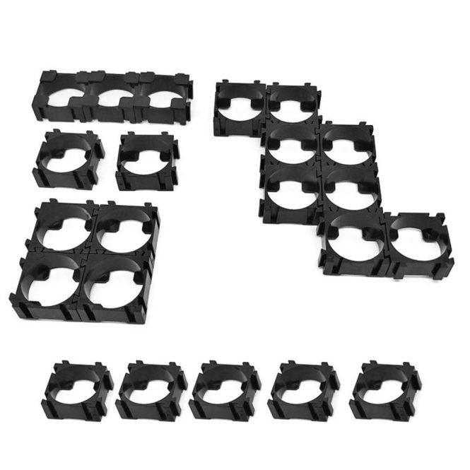 Other Accessories | 100Pcs 18650 Lithium Battery Pack Bracket Cell Spacer Double Battery Holder Bracket DIY Battery Holder Stand Black Car Repair & Maintenance Black