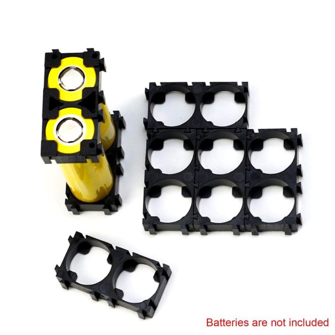 Other Accessories | 100Pcs 18650 Lithium Battery Pack Bracket Cell Spacer Double Battery Holder Bracket DIY Battery Holder Stand Black Car Repair & Maintenance Black