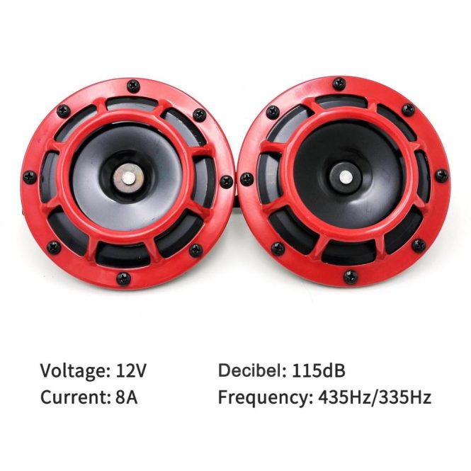 Other Accessories | 2Pcs 125mm 12V Electric Car Horn Super Loud High Tone/Low Tone Twin Horn Kit with Protective Grill for Motorcycles Cars Red Car Repair & Maintenance Other Accessories