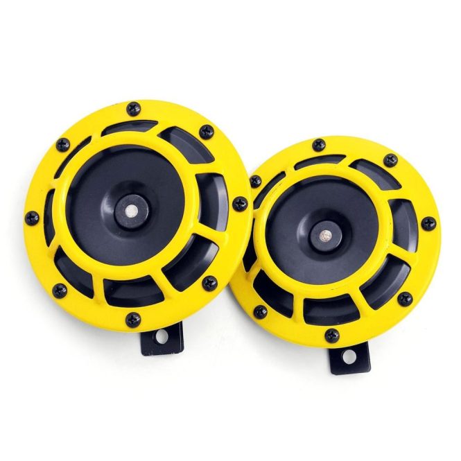 Other Accessories | 2Pcs 125mm 12V Electric Car Horn Super Loud High Tone/Low Tone Twin Horn Kit with Protective Grill for Motorcycles Cars Yellow Car Repair & Maintenance Other Accessories