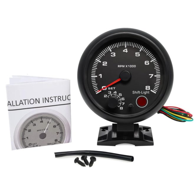 Other Accessories | 3.75 inch Car Universal Black Tachometer Gauge Blue Inter Shift light 0-8000 RPM Black Car Repair & Maintenance Black