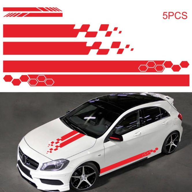 Other Accessories | 5 Pieces  Vinyl Car Side Sticker Auto Body Racing Sports Decals Universal Car Truck DIY Decal Stripe Vinyl Stickers Decoration Red Car Repair & Maintenance Other Accessories