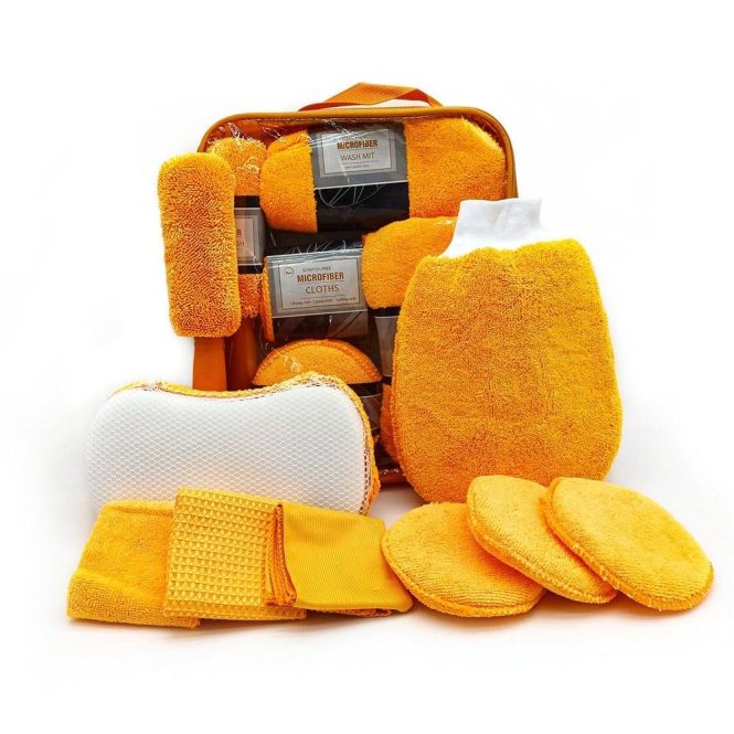 Other Accessories | 9pcs Car Wash Cleaning Kits Cleaning Gloves/Towels/Rags/Applicator Pad/Sponges/Wheel Brushes for Car Washing Orange Car Repair & Maintenance Orange