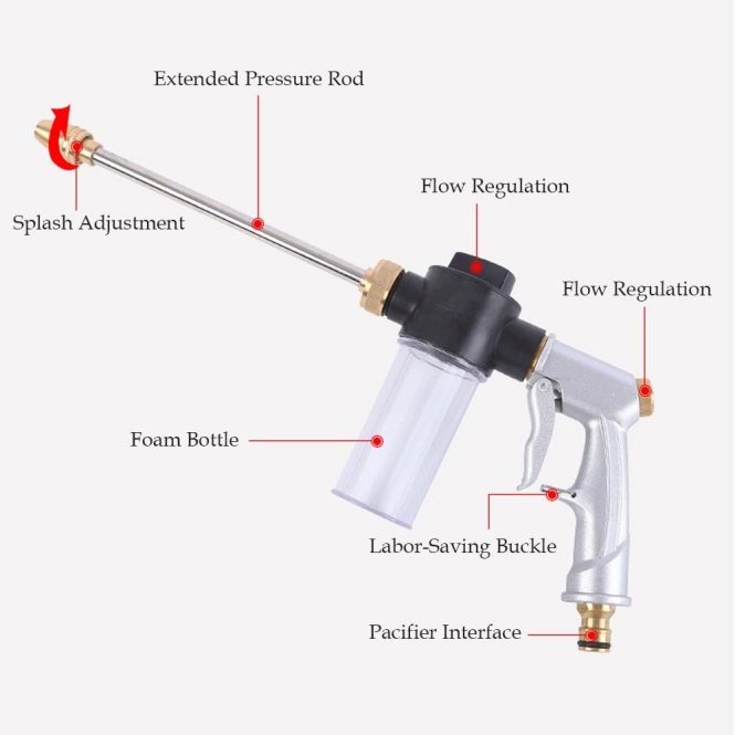 Other Accessories | Car Washing Tool High Pressure Sprinkler Full Metal Hose Foam Sprayer Silver Car Repair & Maintenance Other Accessories