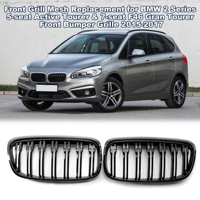 Other Accessories | Front Grill Mesh F45 Black Replacement for BMW 2 Series 5-seat Active Tourer & 7-seat F46 Gran Tourer Front Bumper Grille 2015-2017 Black Car Repair & Maintenance Black